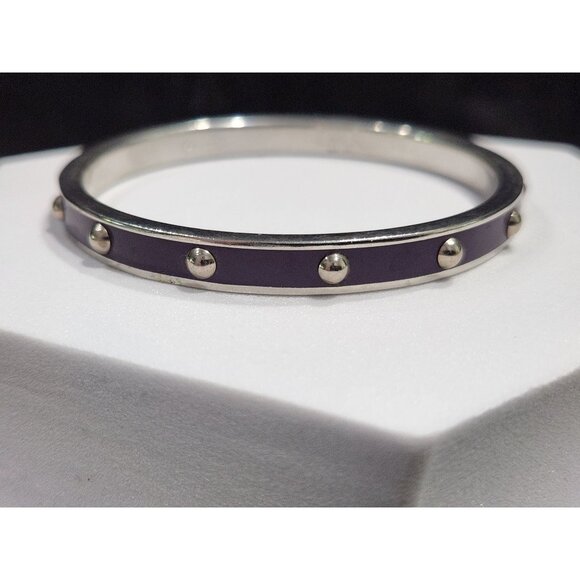 Coach Studded Enamel Bangle – Purple/Plum, Silver-Tone, 2.5" (Diameter) - Picture 1 of 7